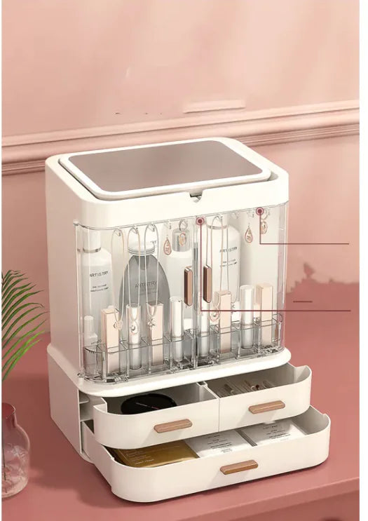 All-in-One Dust-Proof Vanity Organizer with Mirror